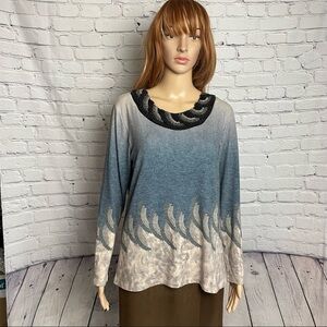 NWT New Kingsland Blue Beige Viscose Top Size M